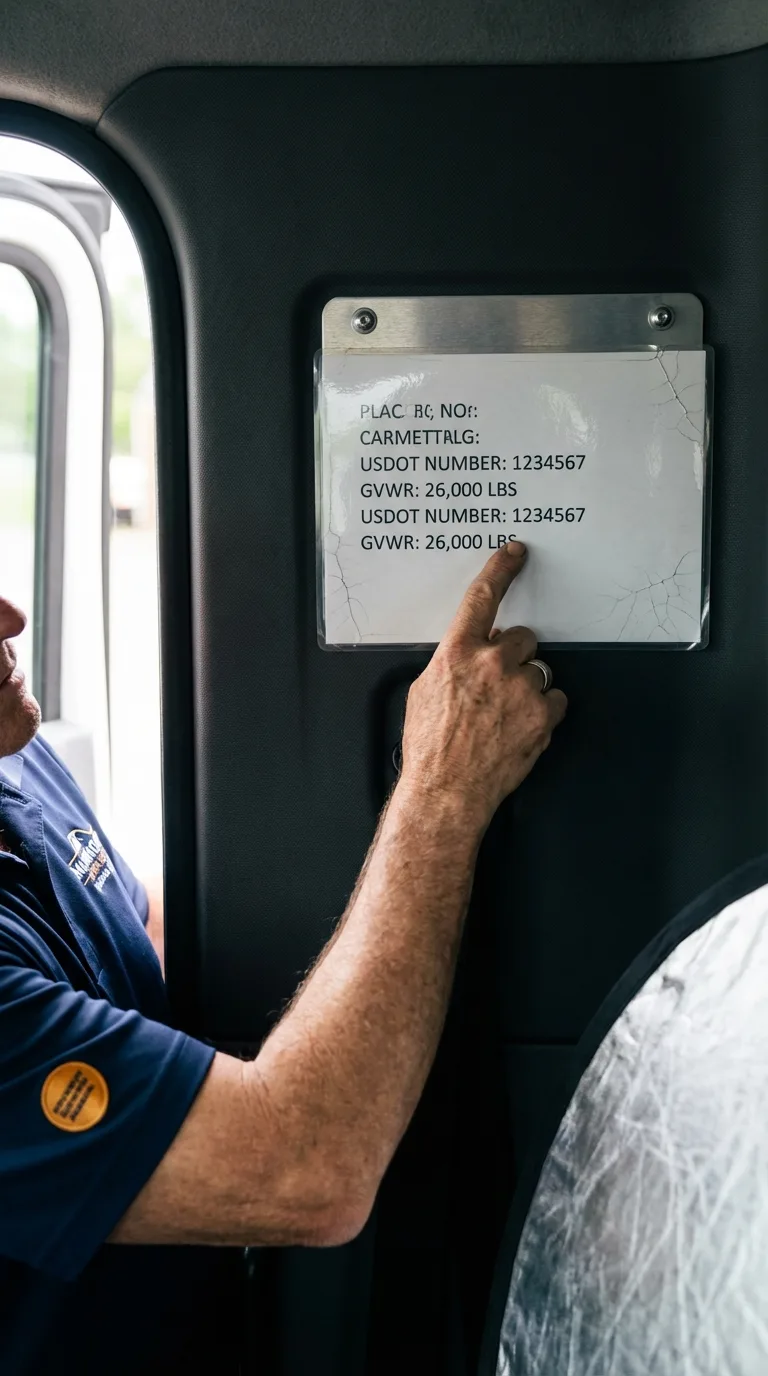 USDOT licensing placard verification in Carrington